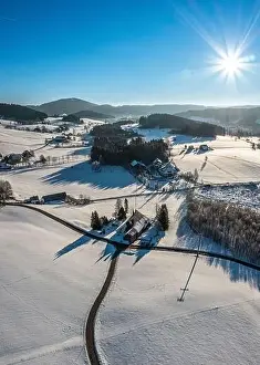 Snow-covered landscape at Christmas time in Hinterzarten in the Upper Black Forest, Germany
