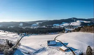 Snow-covered landscape at Christmas time in Hinterzarten in the Upper Black Forest, Germany