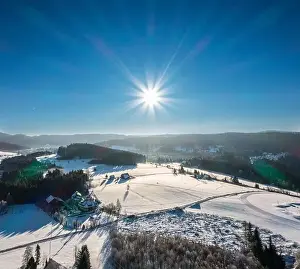 Snow-covered landscape at Christmas time in Hinterzarten in the Upper Black Forest, Germany