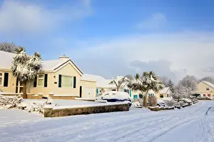 Neighbourhood Prints: Snow scene on a suburban residential street