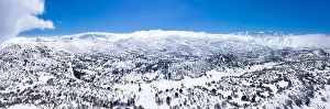 Snowcapped mountain landscape on the mountain of Psiloritis (Ida), Crete, Greece