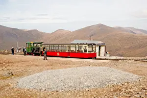 Rack Prints: Snowdon Mountain Railway engine and passenger coach at Clogwyn station