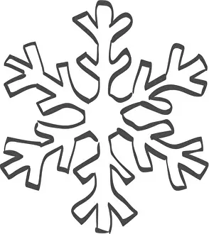 Drawing Hand Prints: Snowflake icon in doodle sketch lines. Nature snowflakes winter December