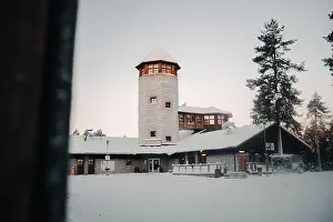 Boreal Prints: Snowy entrance to wildlife park in Ranua, Lapland