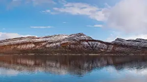 Snowy Mountain Prints: Snowy Vermillion Cliffs Reflected in Quail Creek Reservoir in Southern Utah