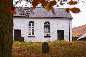 Whitewashed Prints: Soar y Mynydd Chapel, a Calvinistic Methodist chapel, Ceredigion, Mid Wales, UK in Autumn