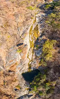 Looking Straight Down Prints: Sohwe falls seen from above in Zimbabwe's Mavuradona National Park
