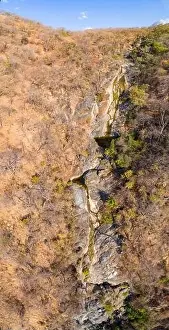 Looking Straight Down Prints: Sohwe falls seen from above in Zimbabwe's Mavuradona National Park