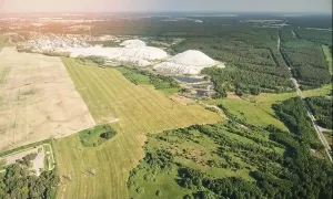 Polluted Prints: Soil geology disaster from plant waste aerial drone view