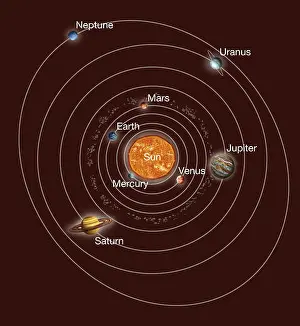 Terrestrial Prints: Solar System orbits. Artwork of Earth's solar system