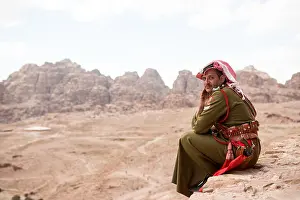 Soldier of the Jordanian Desert Patrol overlooking Petra from a high point