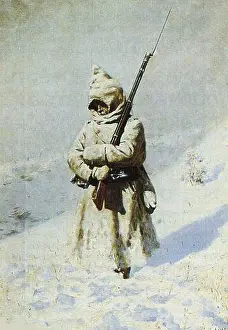 Solider Prints: Soldier in the snow (All quiet on the Shipka Pass)