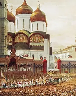Old Fashioned Prints: Solemn exit of the Russian Emperor Alexander III Alexandrovich