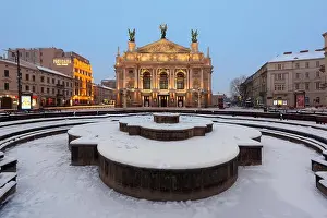 Solomiya Krushelnytska Lviv State Academic Theatre of Opera and Ballet in winter time