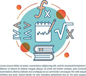 Lessons Prints: Solving equation, formula article page vector template