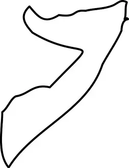 Somalia Prints: Somalia - solid black outline border map of country area. Simple flat vector illustration