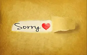 Ripped Prints: sorry handwritten on vintage paper