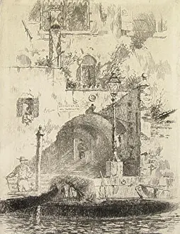 Portico Prints: The Sotto Portico del Traghetto is a painting by George Edward Hopkins