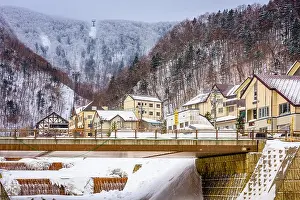 Sounkyo, Hokkaido, Japan town skyline in winter season
