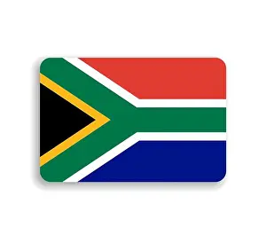 Cape Town Prints: South Africa flag - flat vector rectangle with rounded corners and dropped shadow