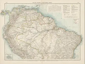 Amazonia Prints: South America, North. Amazonia Brazil Venezuela Colombia Ecuador TIMES 1900 map