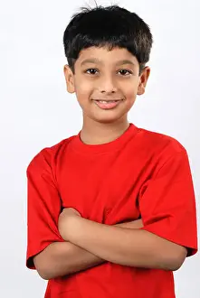 Dinodia Prints: South Asian Indian boy in red shirt, India MR#152