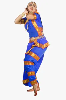 Practicing Prints: South Asian Woman performing Bharatnatyam the classical dance of India