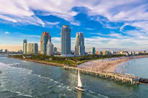 Condominiums Prints: South Beach, Miami, Florida, USA over South Pointe Park