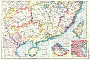 Formosa Prints: SOUTH CHINA: inset Weihaiwei (Weihai) & Shanghai. Taiwan Formosa, 1920 old map