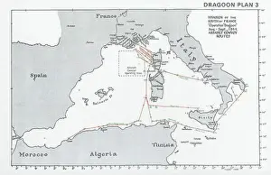 South of France invasion. Operation Dragoon 1944 Assault Convoy Routes 1994 map