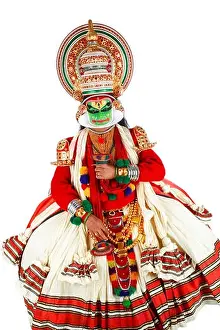 Masks Prints: South Indian kathakali dancer performing ; Kerala ; India MR#761C