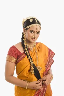 Braids Prints: South Indian woman in traditional clothing