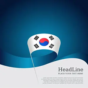 South Korea Prints: South korea flag on a blue white background