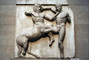 Knee Prints: South metope XXXI from the Parthenon marbles depicting part of the battle between the Centaurs and Lapiths