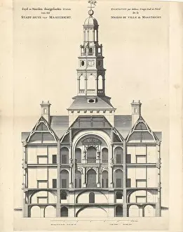 Building Design Prints: South-north section of the Maastricht town hall; Zuyd