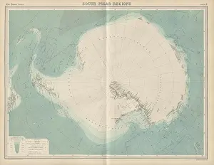 Institute Prints: South Pole. Antarctic. Explorers tracks Scott Amundsen Shackleton TIMES 1922 map