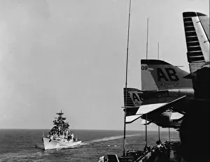 Soviet Kashin-class destroyer seen from USS Franklin D. Roosevelt (CVA-42) in 1967