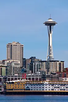Seattle Prints: Space Needle and Edgewater Hotel, Seattle, Washington