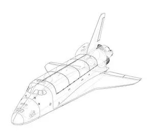 Shuttle Prints: Space shuttle. Vector rendering of 3d