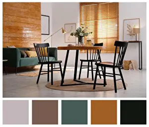 Blinds Prints: Spacious and cozy dining room with furniture