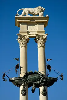 Quarter Prints: Spain Andalusia Seville The Christopher Columbus Monument In The Murillo Gardens Near The Alcazar Ramparts
