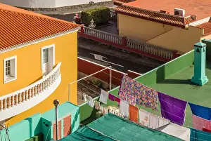 Islas Canarias Prints: Spain, Canary Islands, La Palma Island, Fuencaliente de la Palma, rooftop laundry