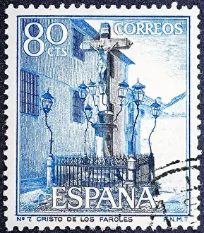 Cristo Prints: SPAIN - CIRCA 1964: A stamp printed in Spain shows Christ of the Lanterns
