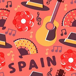 Seamless Pattern Prints: Spanish culture seamless pattern illustration