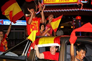 Winners Prints: Spanish football fans celebrating Spain winning the World Cup 2010