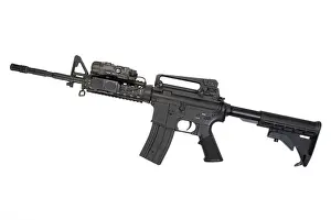 Infrared Prints: special operation carbine on white background