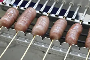Roast Prints: special rortating grill at barbecue festival and many sausaces