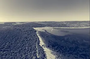 Destionation Prints: Spectacular aerial sea landscape of sandy beach and crystal clear water