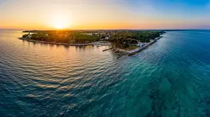 Spectacular aerial seascape panorama at sunrise