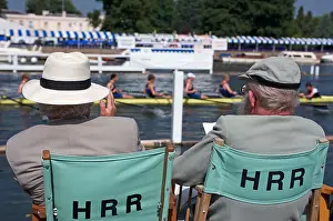 British English Prints: Spectators on the riverbank Henley Royal Regatta, Henley-on-Thames, UK